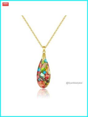 Healing Stone Gold Pendant Necklace for Women Inspirational Gift